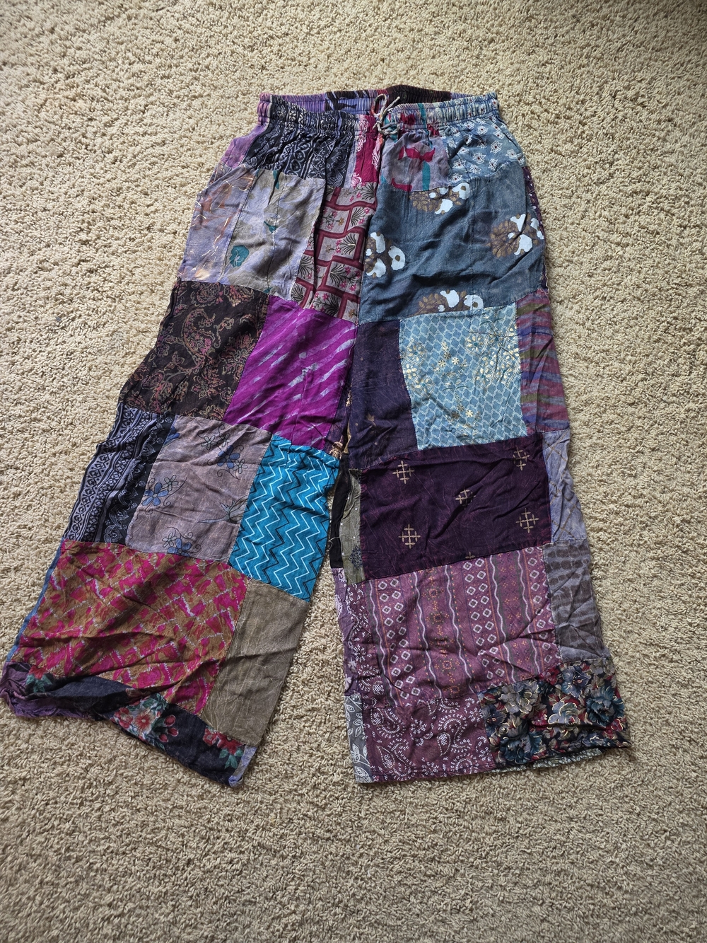 Patchwork Wide Leg Pants in Multicolor